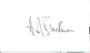 Autographed HONOR BLACKMAN Index Card/ Goldfinger  