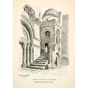 1924 Print Church Holy Sepulchre Chapel Agony Mary 