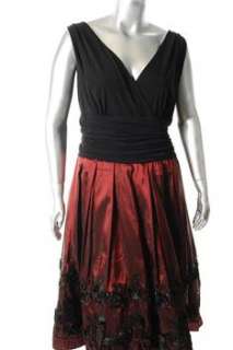 SL Fashions NEW Red Semi Formal Dress Pleated Embellished 24W  