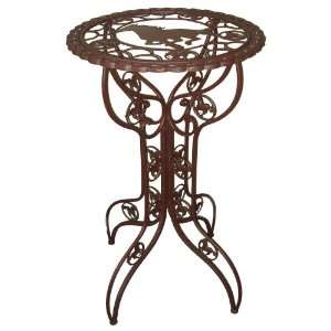 DeLeon Collections Metal Bistro Table with Glass Top and Horse Design 