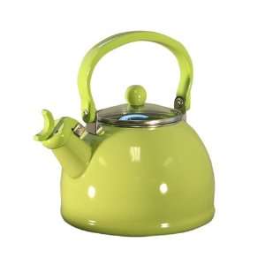 Whistling Tea Kettle with Glass Lid   Lime  Kitchen 
