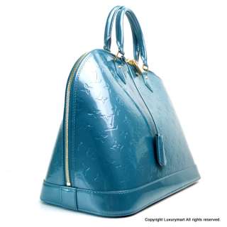 LOUIS VUITTON Vernis Alma MM Blue Handbag Purse Bag LV 4728  