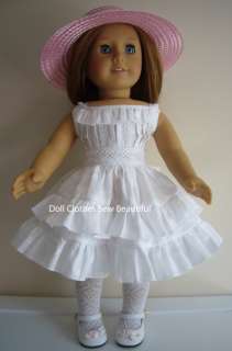 Doll Clothes fits American Girl White Ruffley Sun Dress  