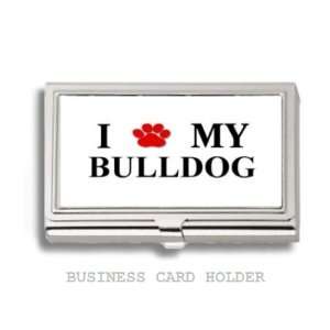  Bulldog Love My Dog Paw Business Card Holder Case 