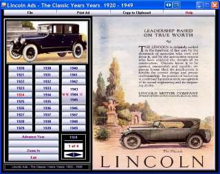 Lincoln ADS 1920   1949 ford CD ROM  