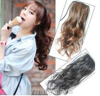 1Pcs Hairpiece Tie Band Wavy Curly Long Hair Extension Ponytail 5 