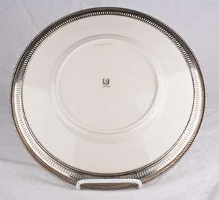 Set of 4 Lenox Sterling Silver Rimmed Porcelain Plates  