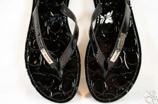 COACH Wilma Crinkle Black Flip Flops Thongs Womens Shoes New A8653 