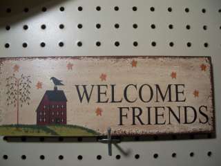   Primitive Sign Welcome Friends Saltbox Crow Star Willow Tree NeW