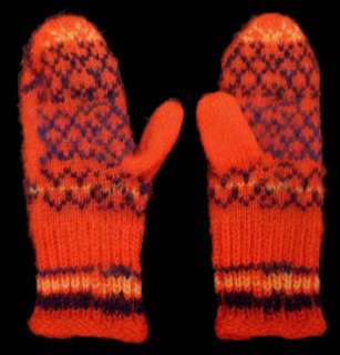 Rare Vintage Childs Felted Wool Cat Motif Mittens 1920S  