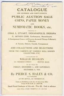 William Hesslein / Pierce S. Haley 1931 Rare Coin Auction Catalog