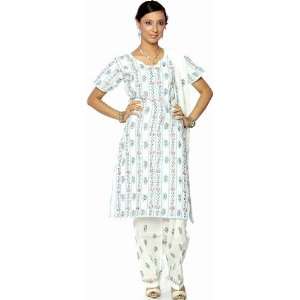   Salwar Kameez with All Over Lukhnavi Chikan Embroidery   Pure Cotton