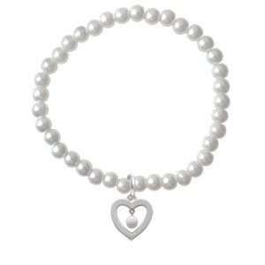 Open heart with Pearl Drop   Czech Glass Pearl Charm Bracelet [Jewelry 