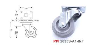 2035S PPI Grey TPE Swivel 3.5 Ball Bearing Casters  