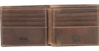 Kentucky Wildcats Fossil Wallet Brown Leather Shut out Billfold Two in 