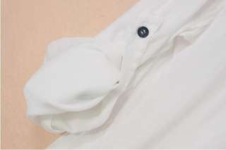 Korea Casual Women Fashion White Trendy V neck Buttony Blouse Shirt 