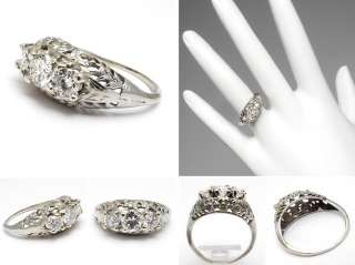 Eco Friendly Vintage Three Stone Diamond Engagement Ring Solid 14K 