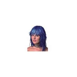  Fashion Wig Blue Hair with Shimmering Foil Tinsel 