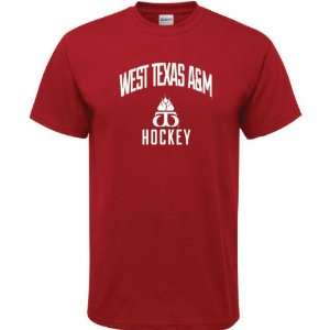  West Texas A&M Buffaloes Cardinal Red Hockey Arch T Shirt 