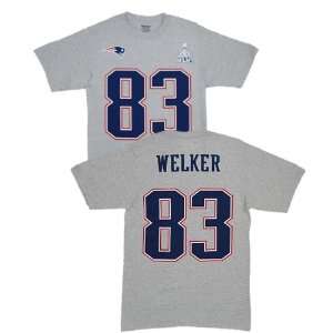  England Patriots Wes Welker Gray Super Bowl Name and Number Jersey T 