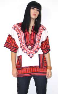 Vtg 70s BOHO HIPPIE Psychedelic Mod ETHNIC Cotton Dashiki Caftan Dress 