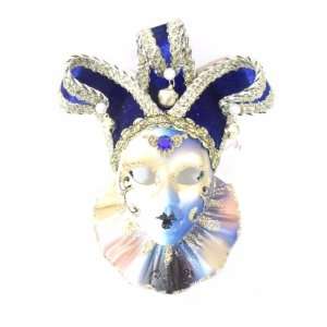  Blue Gold Jollini Miniature Ceramic Venetian Mask