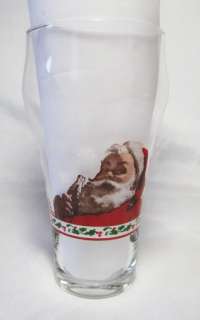 COCA COLA COKE CHRISTMAS GLASS TUMBLER HOLLY SANTA  