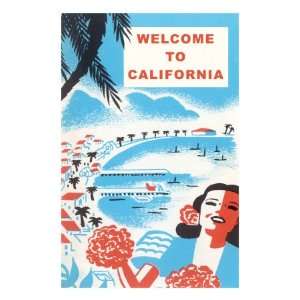  Welcome to California, Bay with Piers Giclee Poster Print 