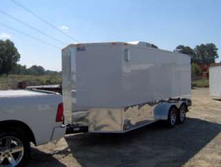 7x16 enclosed motorcycle cargo trailer A/C unit awning White race 