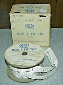 Scovill Hook & Eye Tape Orig Box 100% Cotton White 5 Yd  