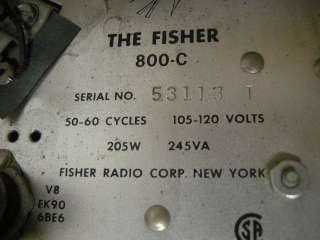 VINTAGE FISHER 800C FM STEREO TUBE AMP RECEIVER W/ORIGINAL CABINET 