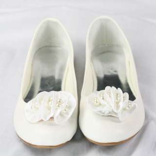  white pearl flower flat ballet bridesmaid shoes (Pro Wedding Shoes 