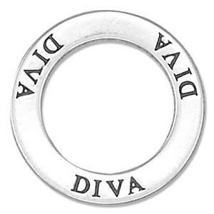  Sterling Silver Diva Affirmation Band Pendant. Jewelry