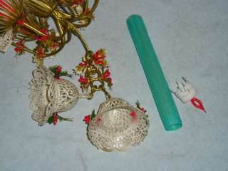 Vintage Christmas Flocked Plastic Candle Candy Containers & Candelabra 