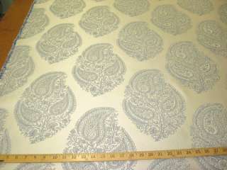 25 yds large pattern blue and alabaster paisley formal upholstery 