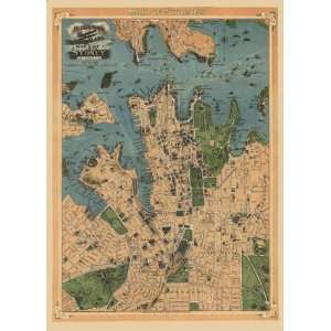  SYDNEY AUSTRALIA AEROPLANE VIEW MAP 1922