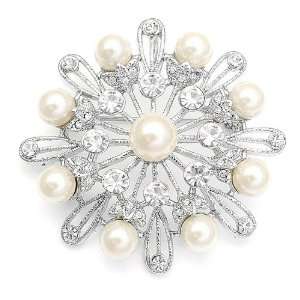  Pearl Sunburst Wedding Brooch 