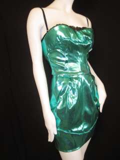 3800 Dolce gabbana Dress Shimmer Green Babydoll 40 6 S #0007KN  