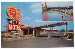 KNOX MOTEL AND POOL US 25 KNOXVILLE TN VINTAGE POSTCARD GREAT SIGN 