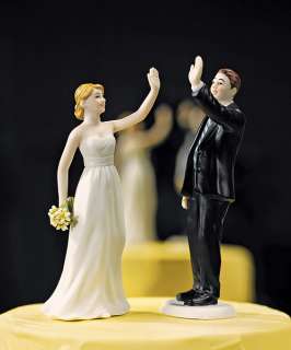 description high five bride and groom wedding cake top item no 9088