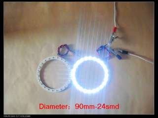 2x 90mm BMW Angel Eyes 24 SMD LED Ring Car Light White  