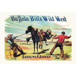  Exclusive By Buyenlarge Buffalo Bill Saddling a Bucker 