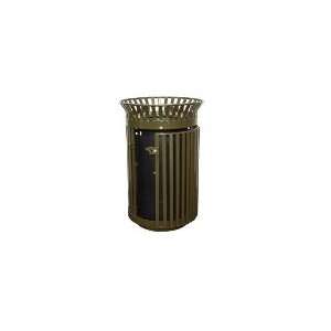   Outdoor Gated Trash Can w/ Plastic Flat Top Lid, Brown