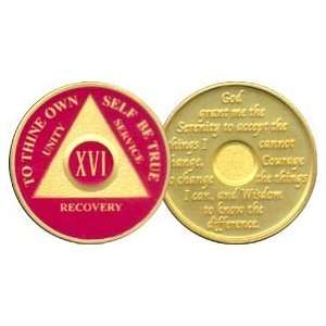  16 Year 24K Gold Plated AA Birthday   Anniversary Recovery 