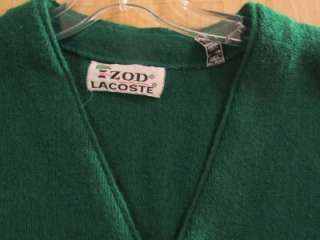 Vintage mens green Izod Lacoste cardigan sweater L  