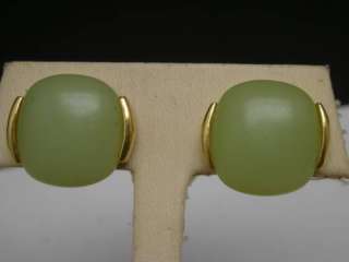 VNTG Eisenberg Jade Colored Gold Tone Earrings Beauty  