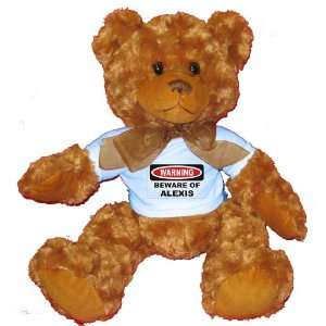   Beware of Alexis Plush Teddy Bear with BLUE T Shirt Toys & Games