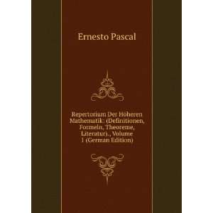   )., Volume 1 (German Edition) (9785877337688) Ernesto Pascal Books