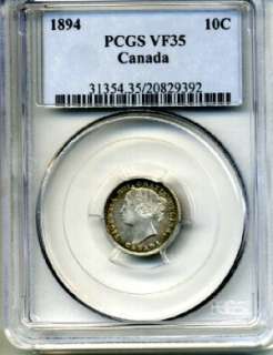 Canada 10 Cents 1894;T 6.GradeVery Fine 35.CertifiedPCGS.