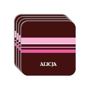 Personal Name Gift   ALICJA Set of 4 Mini Mousepad Coasters (pink 